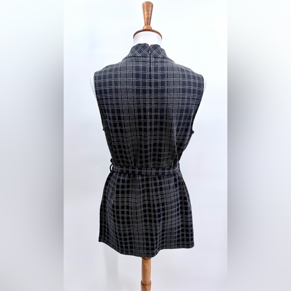 THEORY Mock Neck Tunic Structured Knit Pattern Sleeveless Top - Picture 3 of 8